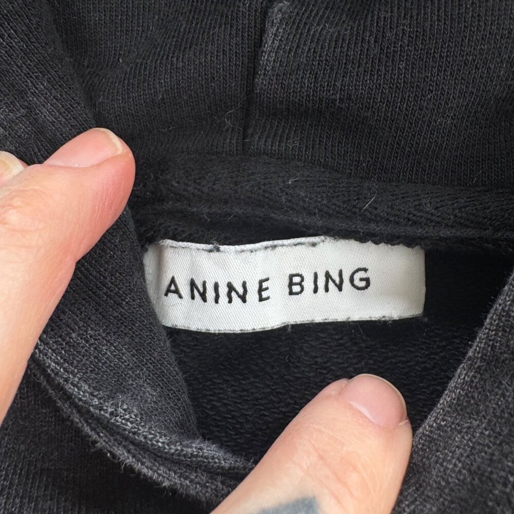 Anine Bing Hoodie Sz L Charcoal Gray Pullover - Picture 3 of 10